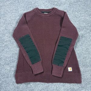 Carhartt Waffle Knit Sweater Womens Size Large Maroon Red Heavyweight 103932 518